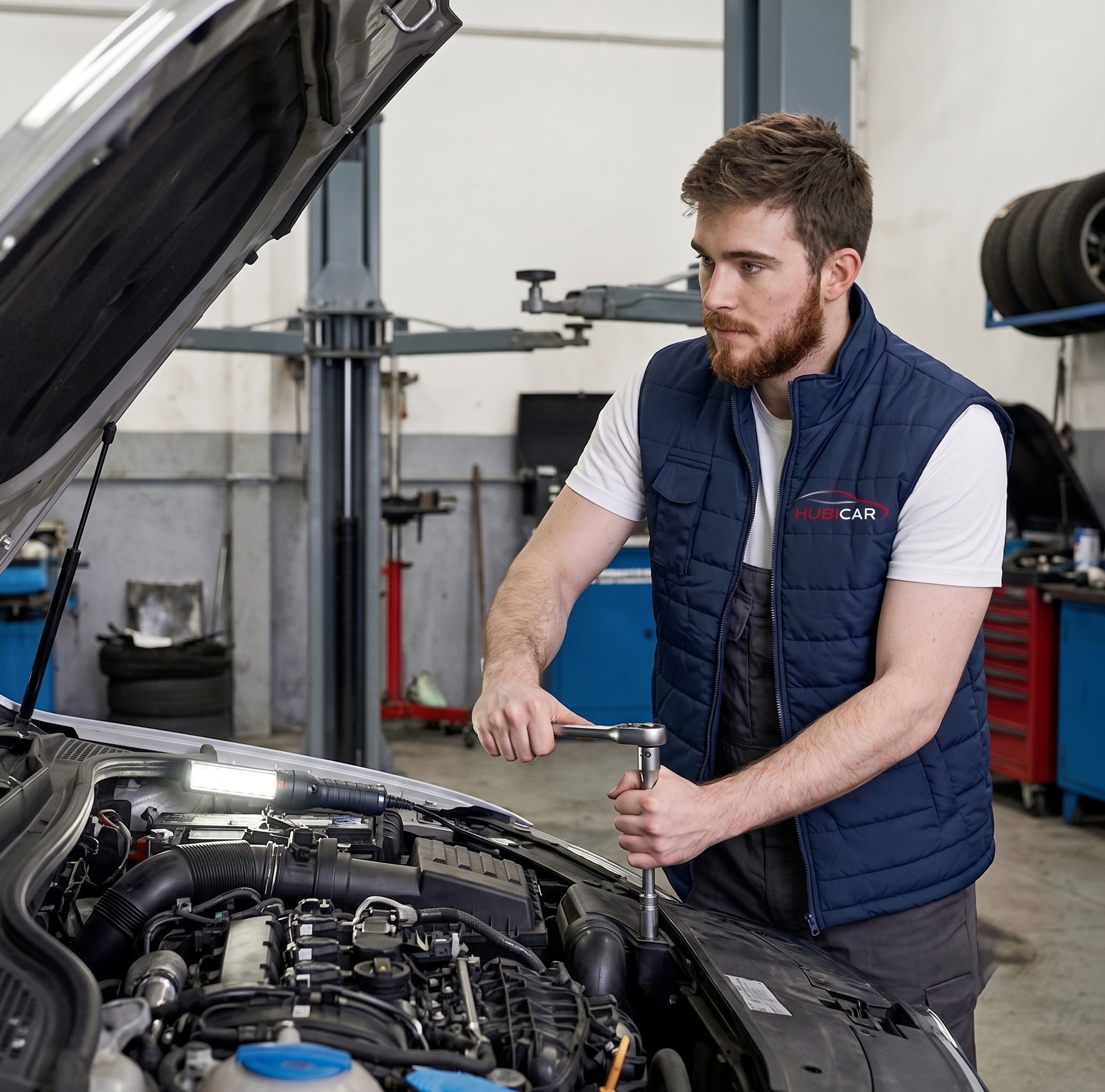 Hubicar onderhoud aan een auto